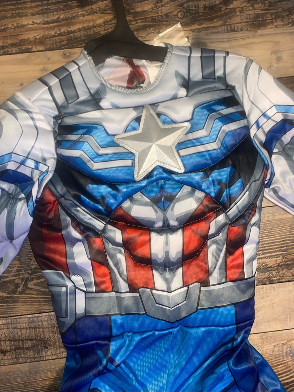 Marvel Captain America White Blue and Red Muscle Chest and mask Costume - Picture 3 of 5